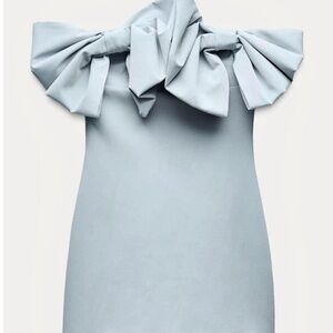Elegant Blue Dress with Bow Detail, Homecoming